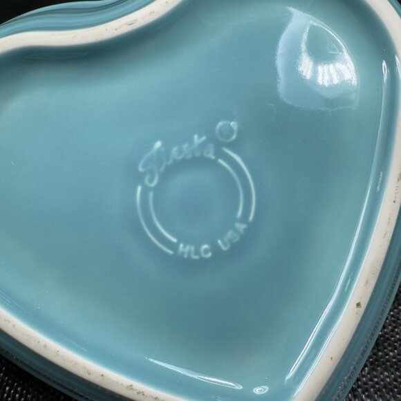 Fiestaware Turquoise Heart Bowl Fiesta Blue Dish Bowl USA Ceramic 7inch Dish VTG - Picture 6 of 12